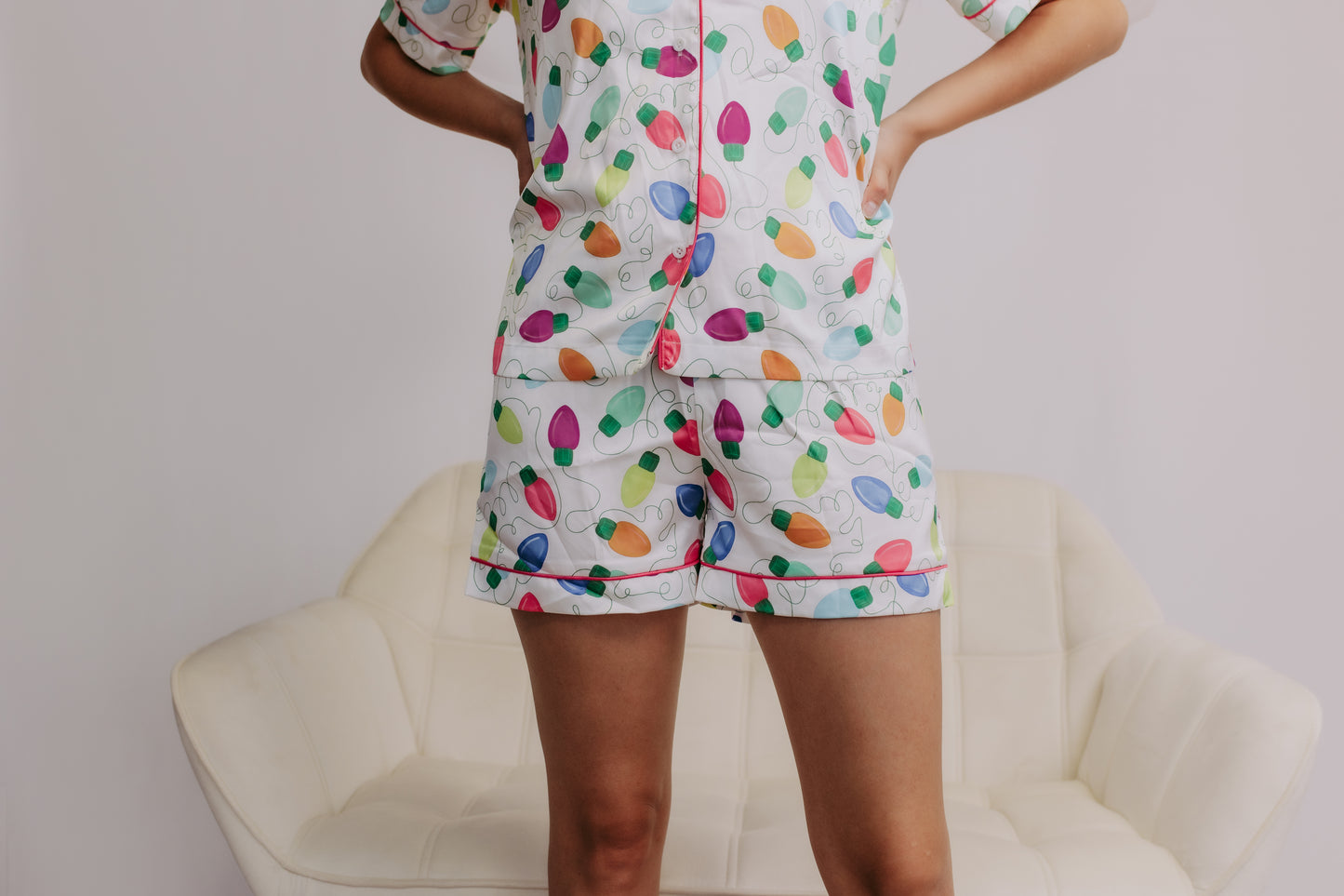 TZ29 Light Me Up Satin Pajamas Shorts Set