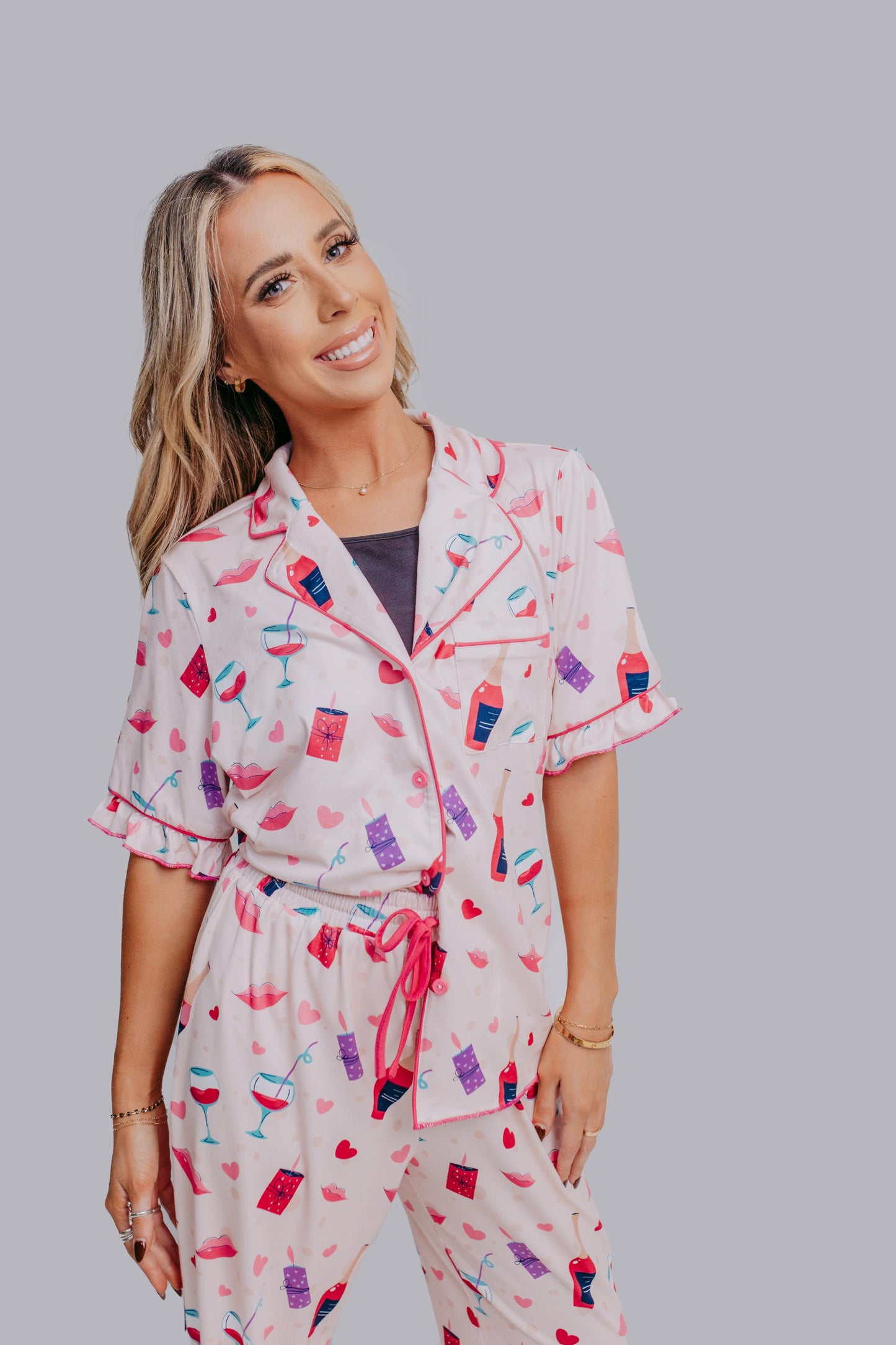 TZ45 Wine Valentine's Modal Pajamas